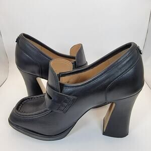 Sam Edelman Women’s Black Leather Heels Size 6.5M Square Toe Loafers Jeanette
